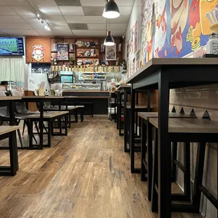 Tables and bar seating