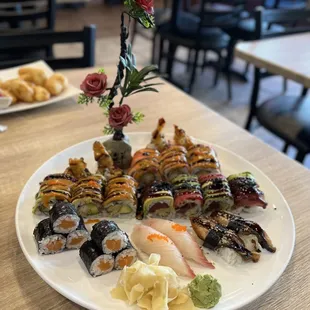 a plate of sushi