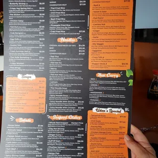 Current menu- Current prices