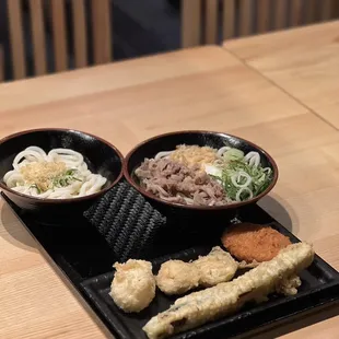 two bowls of food on a table