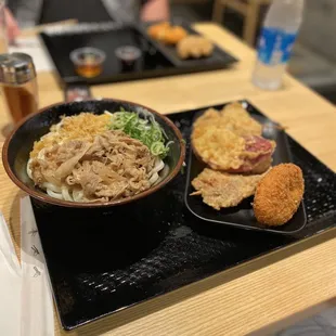 Nikutama with potato croquette, chicken thigh