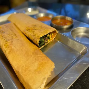Spinach paneer dosa