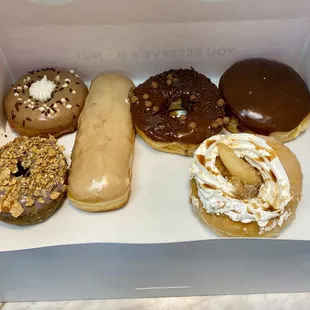 Hot cocoa, Blueberry crumble?, maple long John, cocoa pebble, Boston cream, apple pie