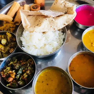 Vegan Thali plate except for the beet dish