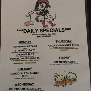 the daily specials