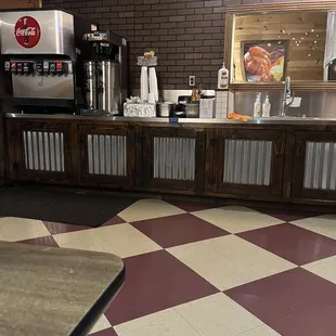 Beverage station and sink for washing up after you eat