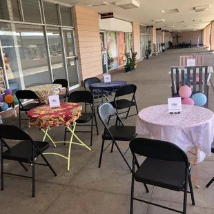 Cute tables and chairs to dine outside