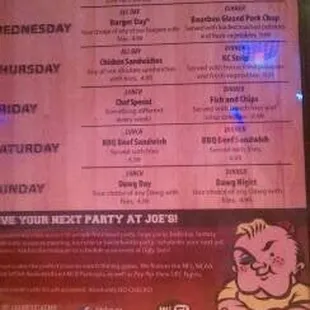 menu