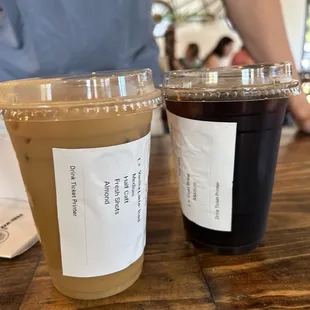 Iced Latte and Black Iced Coffee