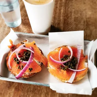 Lavender latte/Lox bagel