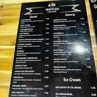 Waffle menu