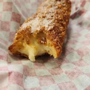 Bite into the mozzarella