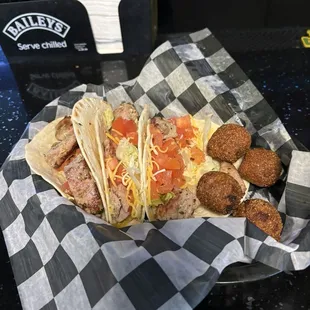 Ahi Tuna Tacos with a side of Hush Puppies