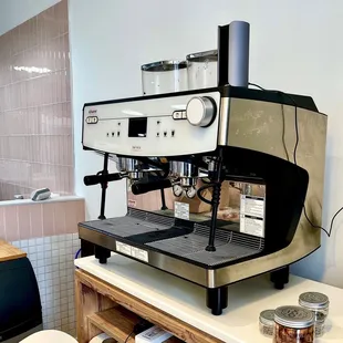 a coffee machine on a counter
