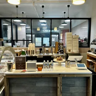 a view of a bakery counter