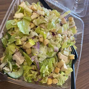 Create Your Own (romaine, red onions, bleu cheese, chicken, cucumber, vinaigrette)