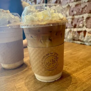  two cups of iced coffee