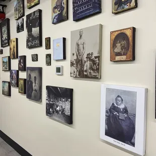 Black history photos and art on the wall