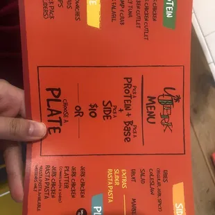Menu as of 3/24/21