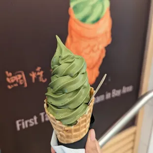 Matcha Soft Serve with Waffle Cone