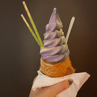 Black sesame and ube swirl