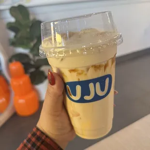 Jasmine milk tea with 2 toppings