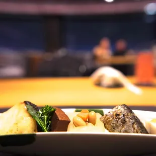 Highlight of the night - various broiled fish and veggies