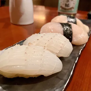 Ika Squid Nigiri and Hotategai Scallop Nigiri