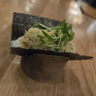 Open-face crab hand roll