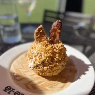 Bourbon bacon ice cream rolled in corn flakes.  Oh.  My.  Goodness.  This was amazing!