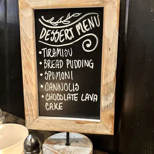 a menu on a blackboard