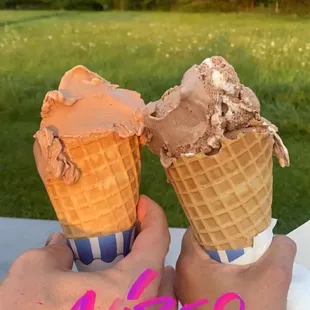 Peanut butter chocolate and s&apos;mores waffle cones