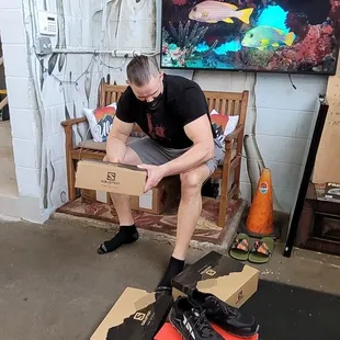 Small selection of hiking shoes, but we were able to get a nice pair. They even have men sizes 13-14!