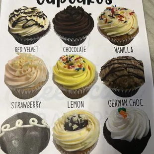 Cupcake menu.