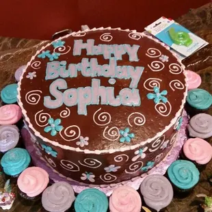 a chocolate birthday cake