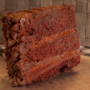 a slice of chocolate cake