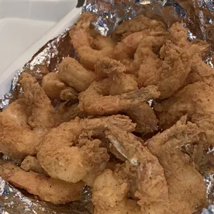 Freshly battered shrimp
