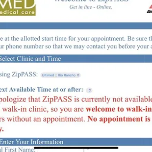 Message I got online appointment making.