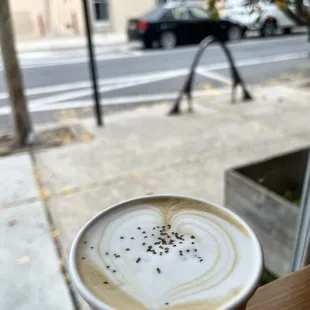 a cup of coffee on a table