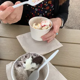a woman eating a bowl of ice cream