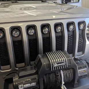 Custom bumper lights and winch