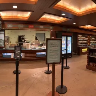 the inside of a deli