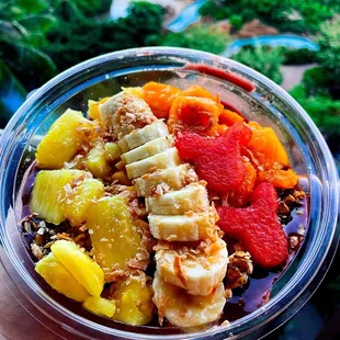 tropical açaí bowl, look at the Mickey Mouse watermelon!