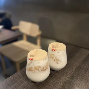 soy milk with ice jelly and mochi