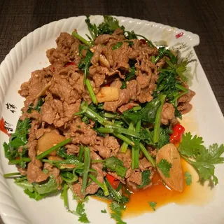 Stir Fried Fatty Beef w. Cilantro