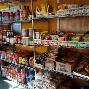 shelves of food and condiments