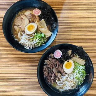 Shoyu Ramen (top) and Shio Ramen (bottom)