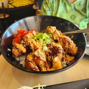 Chicken Karaage rice bowl. Looks delicious.