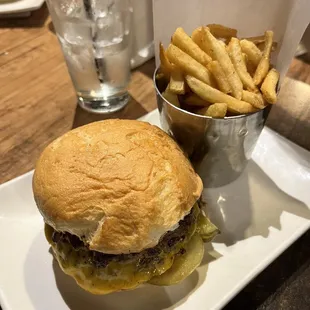 Gluten free DOUBLE UMAMI BURGER with THIN FRIES