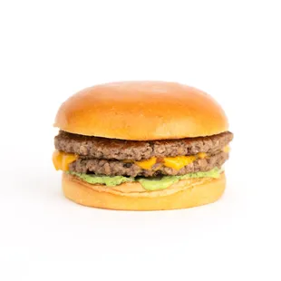 a hamburger with cheese and lettuce